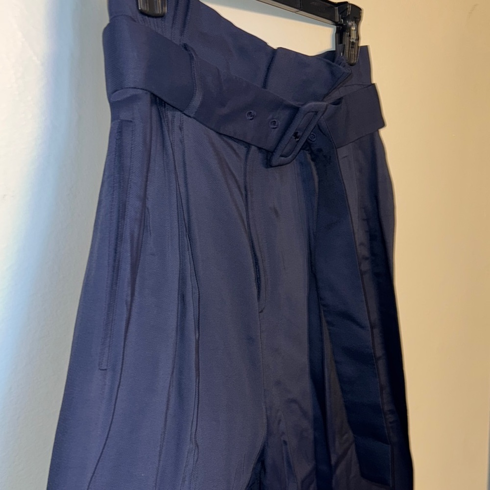 Ted Baker Blue Midi Pencil Trousers Pleated Workwear - Picture 2 of 11